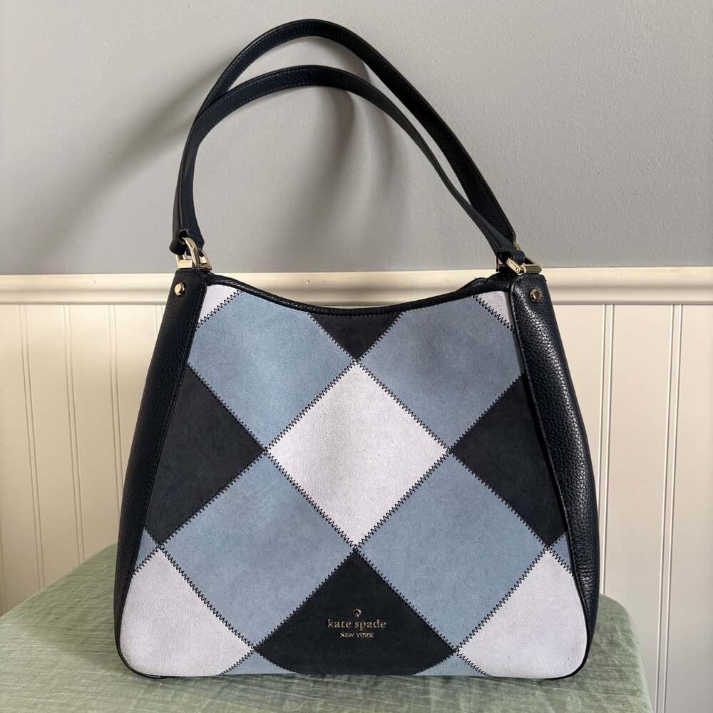 Kate Spade New York Leila Medium Triple Compartment Patchwork Suede Shoulder Bag